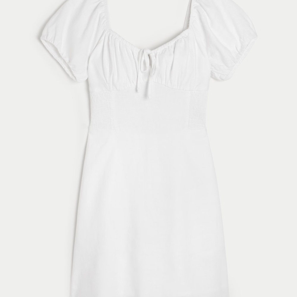 Hollister Sofia Side-Smocked Linen Blend Dress